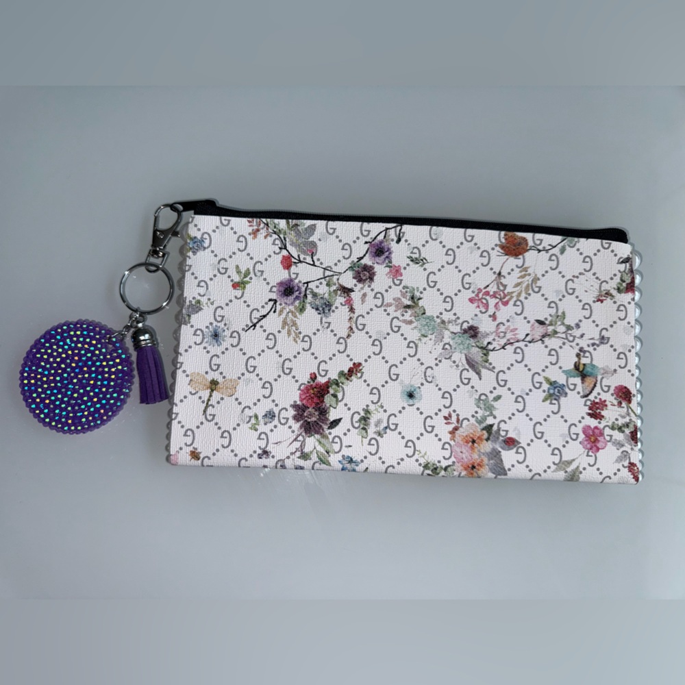 Floral Patterned Wallet with Keychain